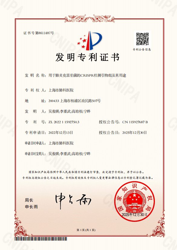 用于肺炎克雷伯菌的CRISPR检测引物组及其用途